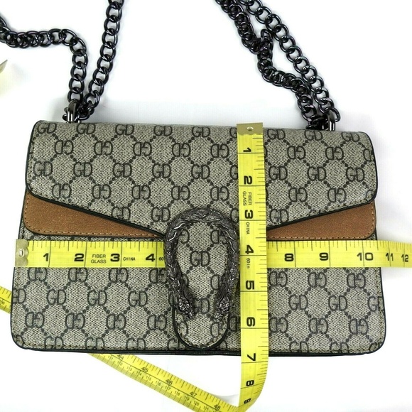 Suede Canvas Chain Shoulder Bag - Picture 4 of 8